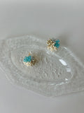 Gentle Blue Bubble Beaded Flower Earrings - Lumivault