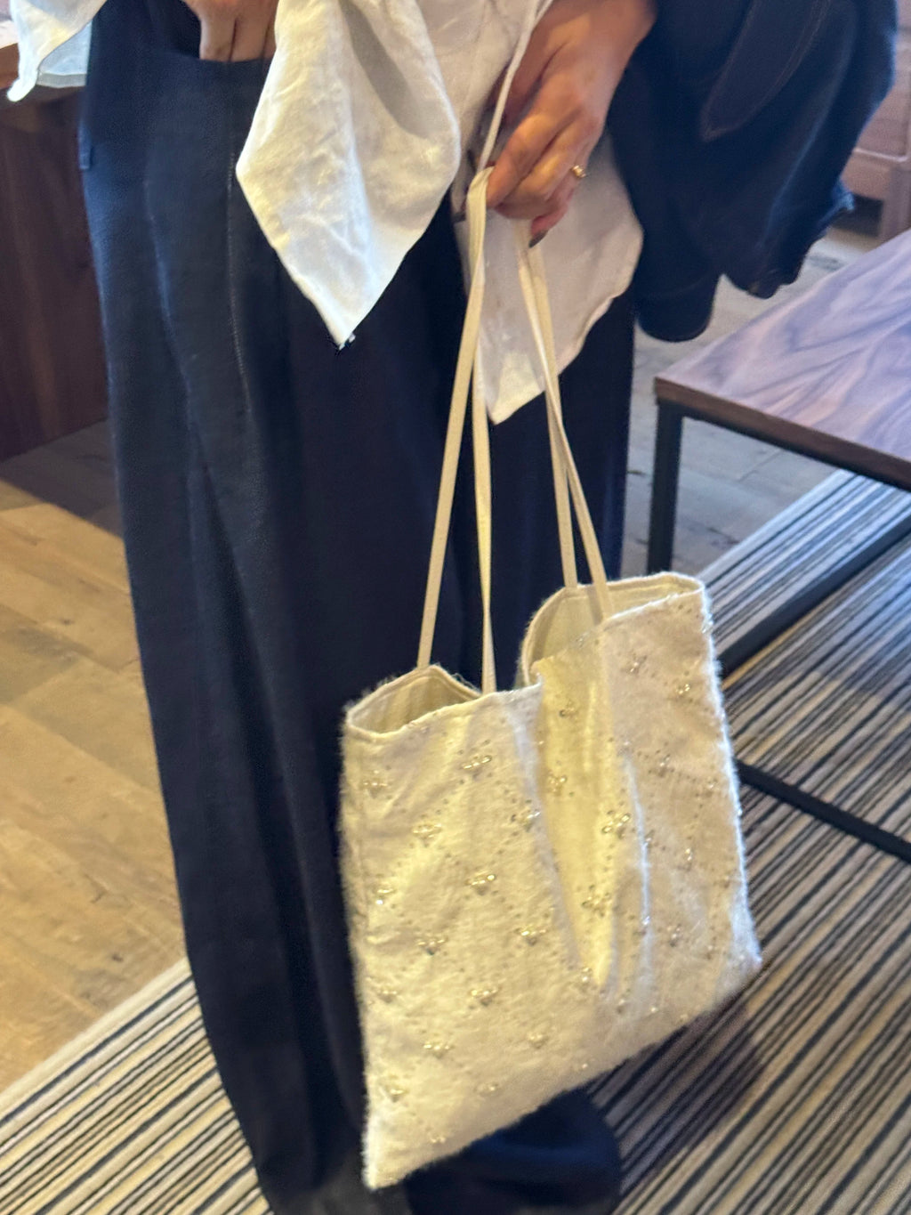 Glamorous Studded Jacquard Shoulder Bag - Lumivault