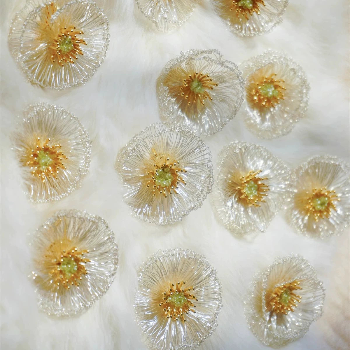 Metal Wire Poppy Flower Crochet Earrings,Lumivault.