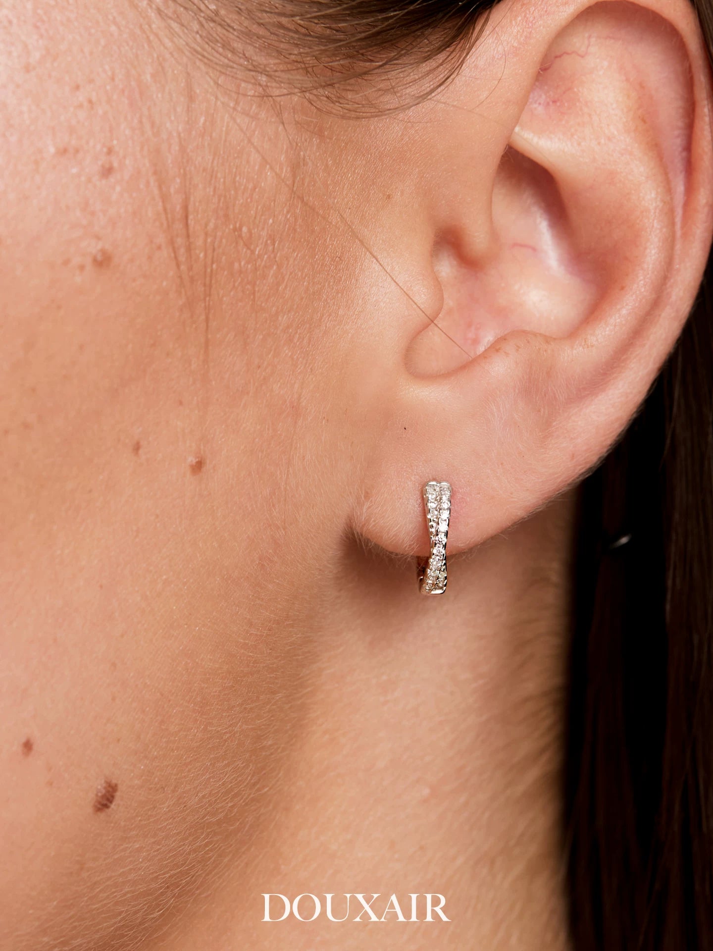 Crossover Zircon Silver Stud Earrings,Lumivault.