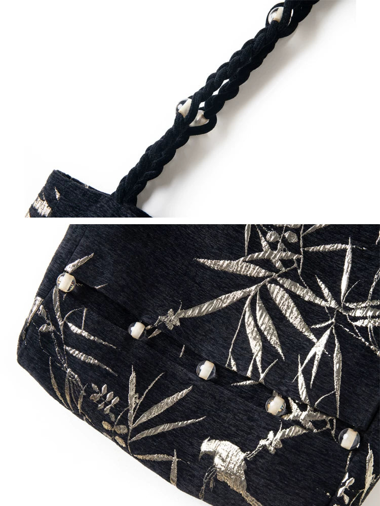 Vintage Velvet Gold Jacquard Tote - Lumivault