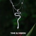 White Snake Pearl Ceramic Stacking Necklace,Lumivault.