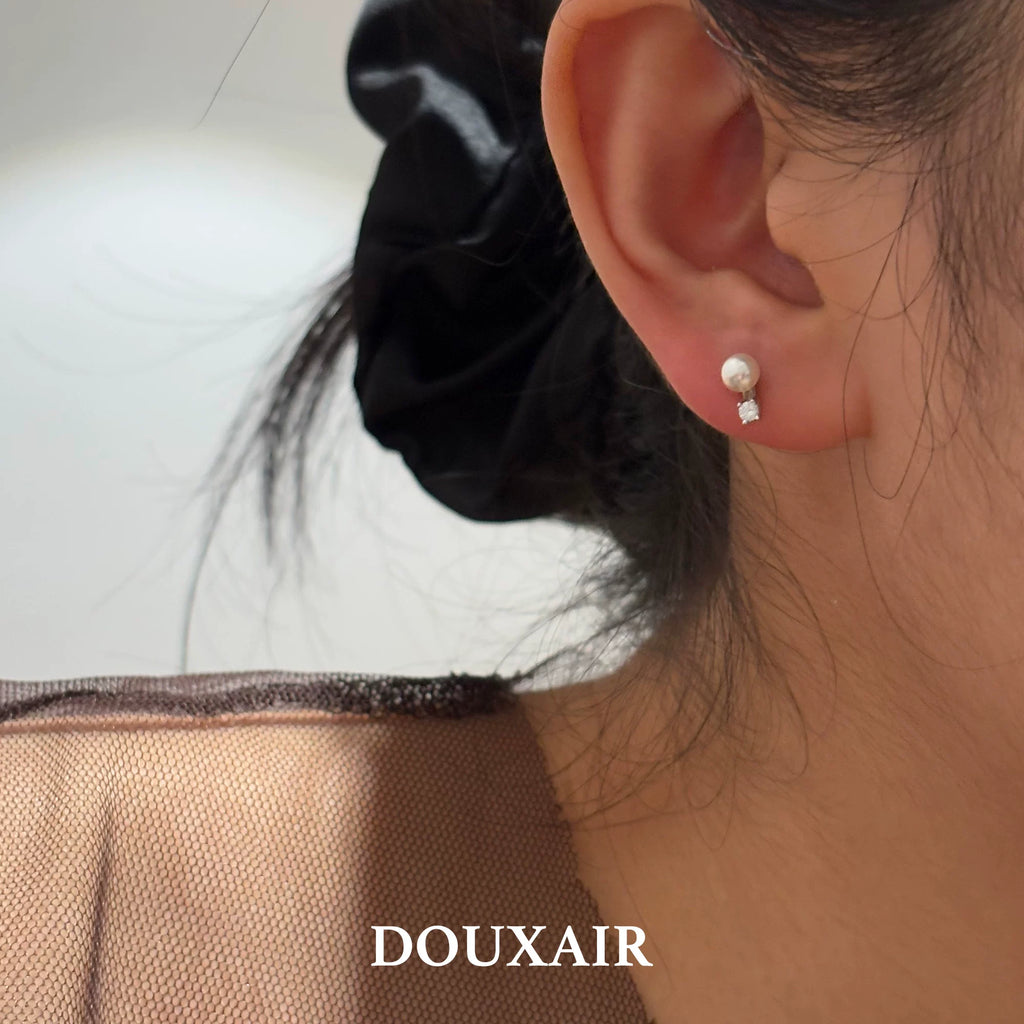 Pearl Zircon Stud Earrings,Lumivault.