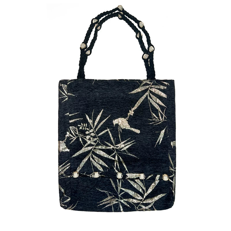 Vintage Velvet Gold Jacquard Tote - Lumivault