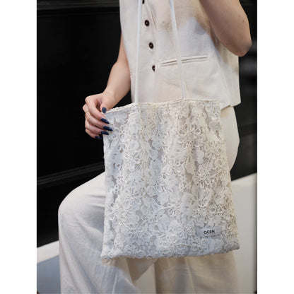 Lace Floral Canvas Tote - Lumivault