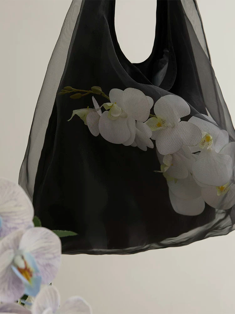Ethereal Butterfly Orchid Organza Tote Bag - Lumivault