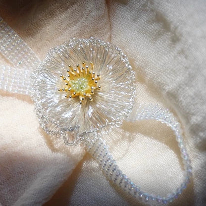 Metal Wire Poppy Flower Crochet Earrings