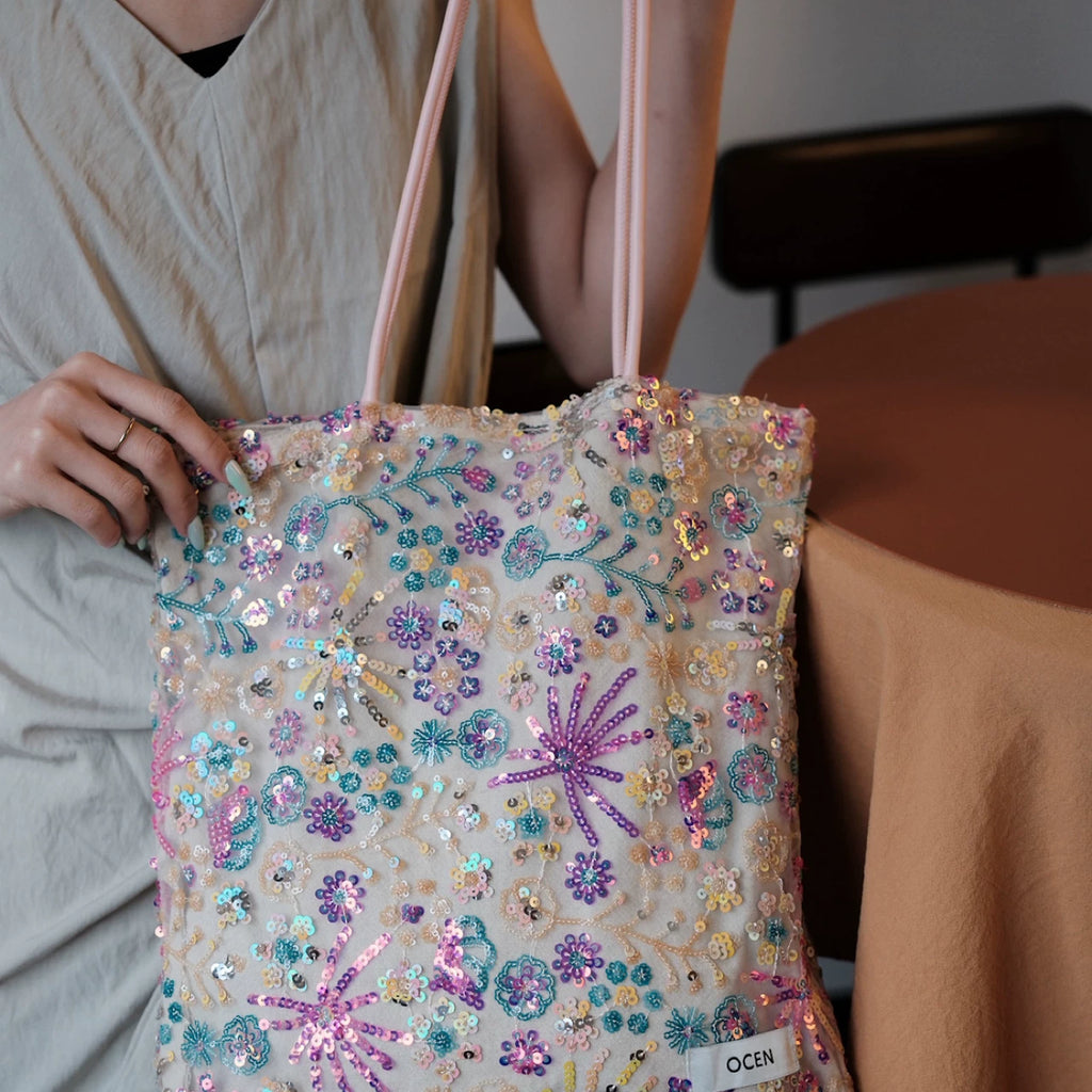 Starlit Bloom Sequin Tote Bag - Lumivault