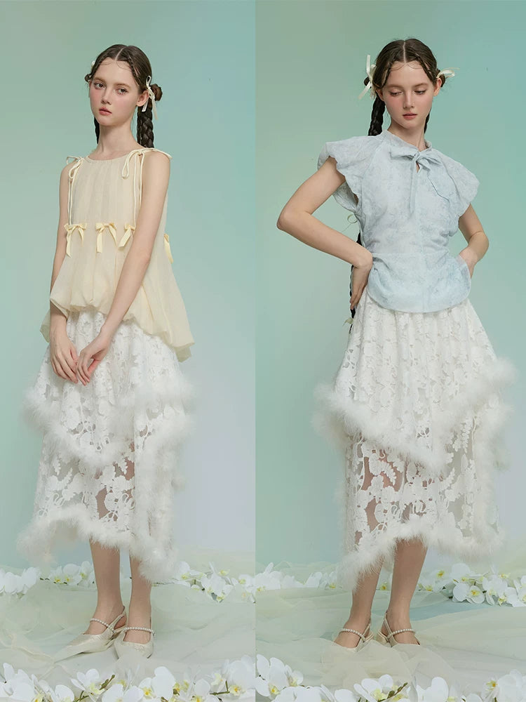 Burnout Blossom Asymmetrical Skirt