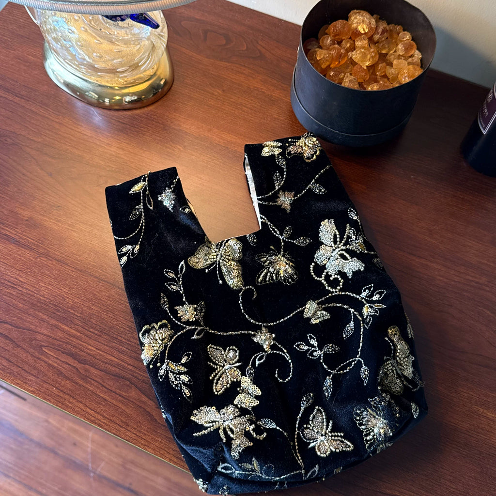 Vintage Golden Butterfly Velvet Handbag - Lumivault
