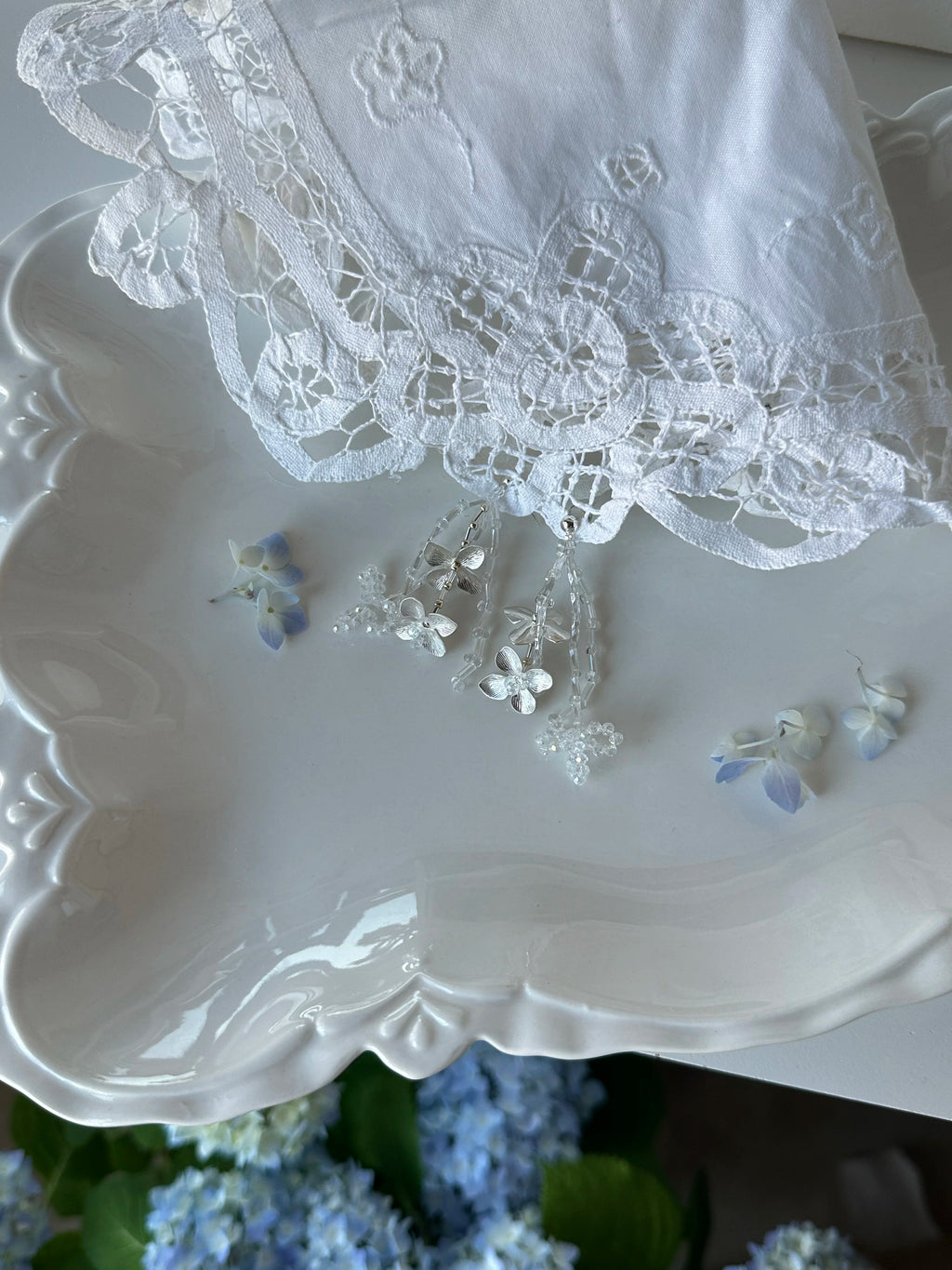 Moonlight Hydrangea Tassel Flower Earrings - Lumivault