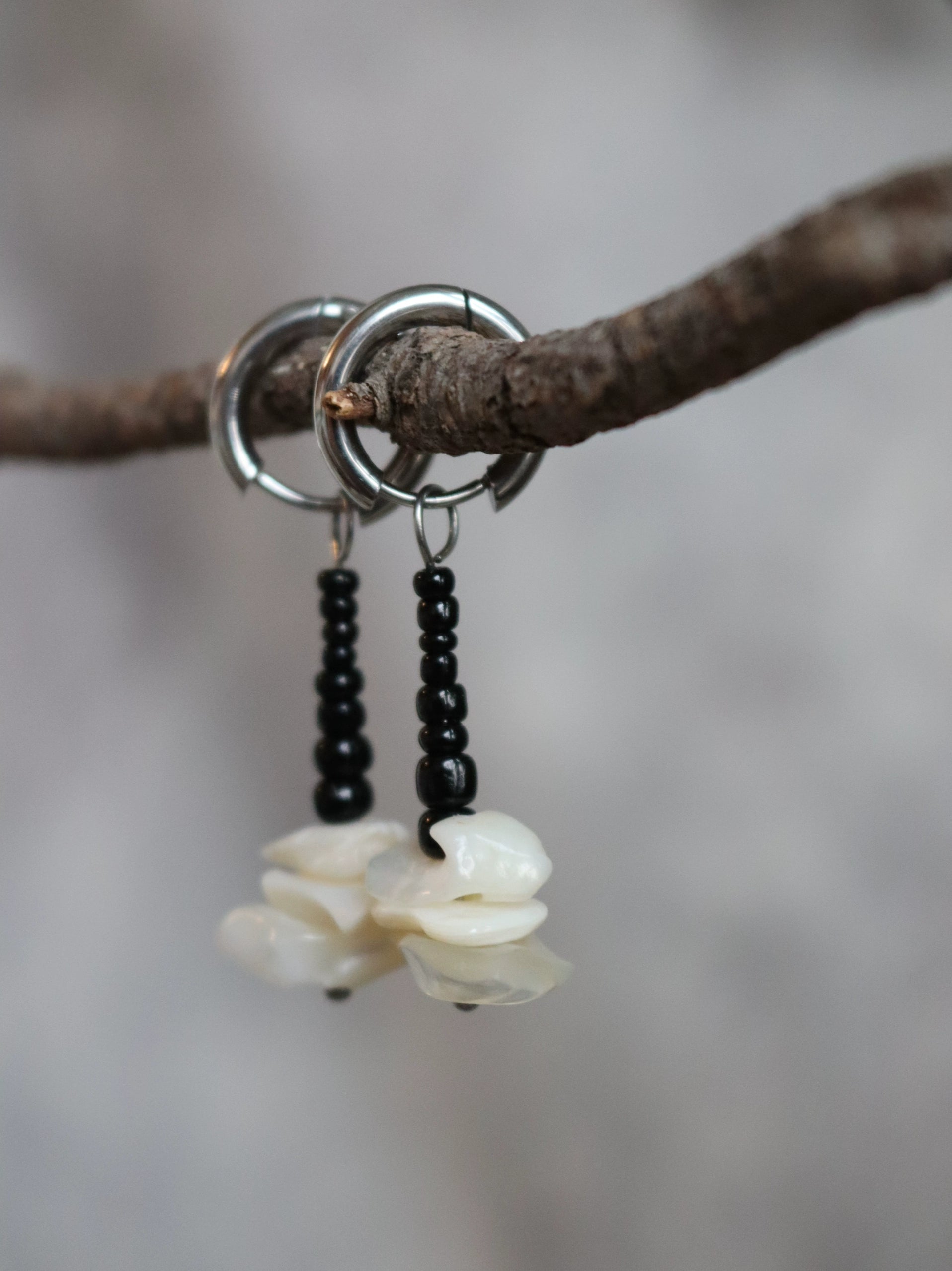 Chinoiserie Irregular Shell Drop Earrings,Lumivault.