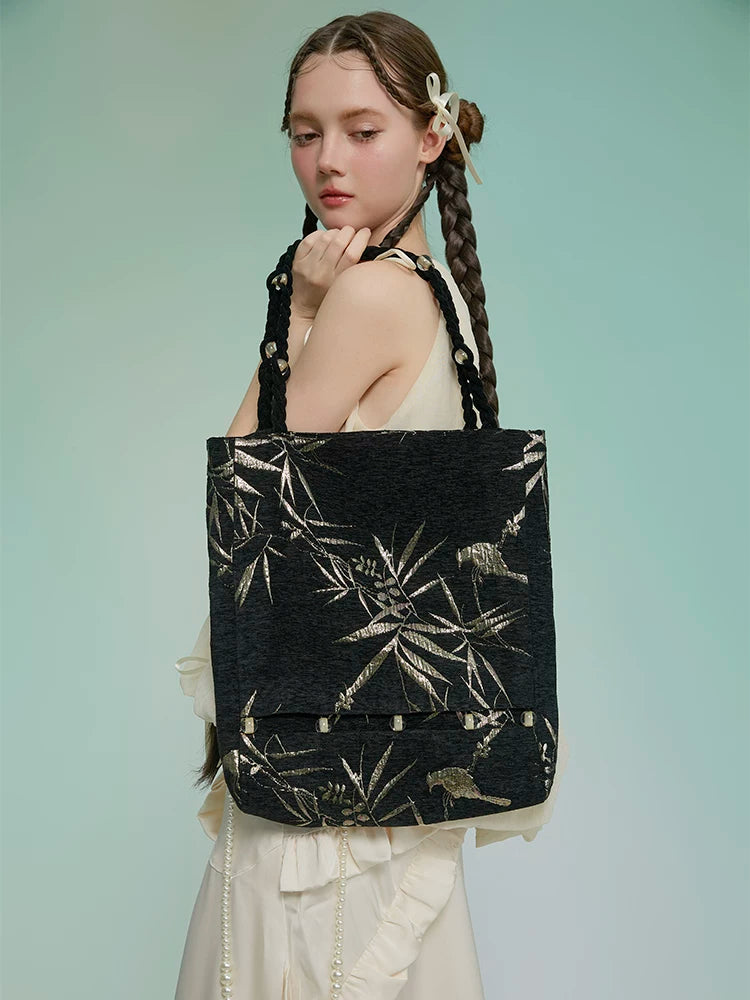 Vintage Velvet Gold Jacquard Tote - Lumivault