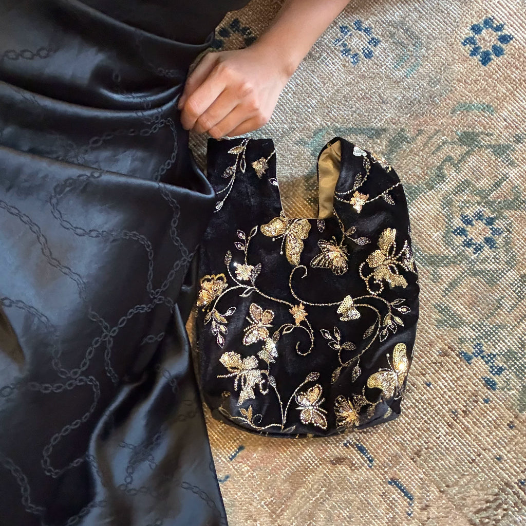 Vintage Golden Butterfly Velvet Handbag - Lumivault