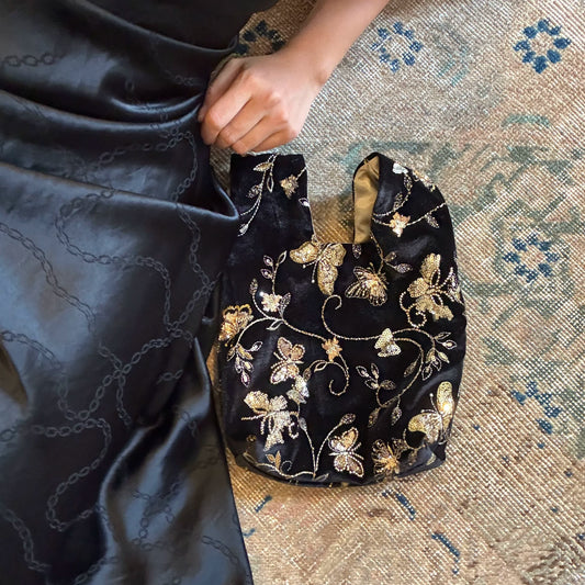Vintage Golden Butterfly Velvet Handbag - Lumivault