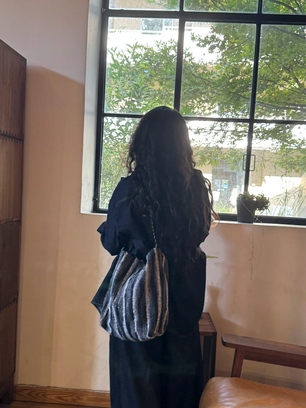 Denim Striped Shoulder Bag - Lumivault