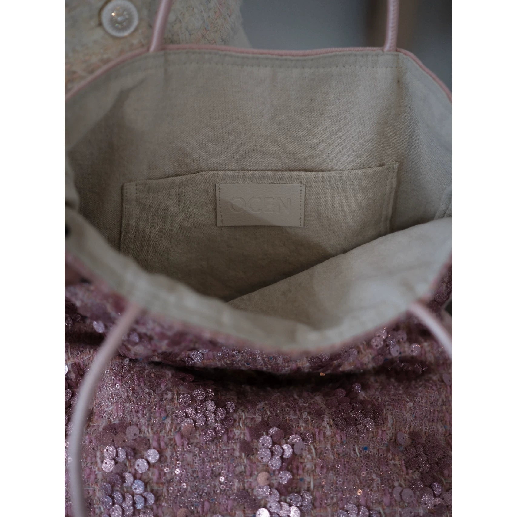 Maison Rose Tweed Sequin Shoulder Bag - Lumivault