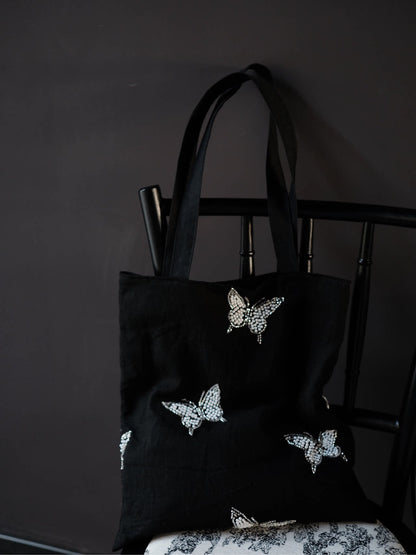 Elegant Butterfly Beaded Shoulder Bag - Lumivault
