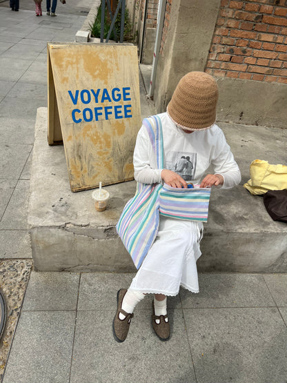 Unique Striped Cotton Canvas Tote Bag - Lumivault