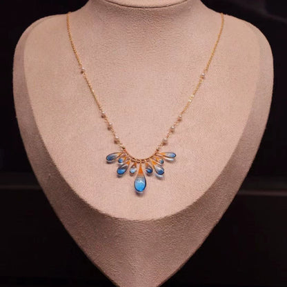 Blue Orange Sea Freshwater Pearl Necklace