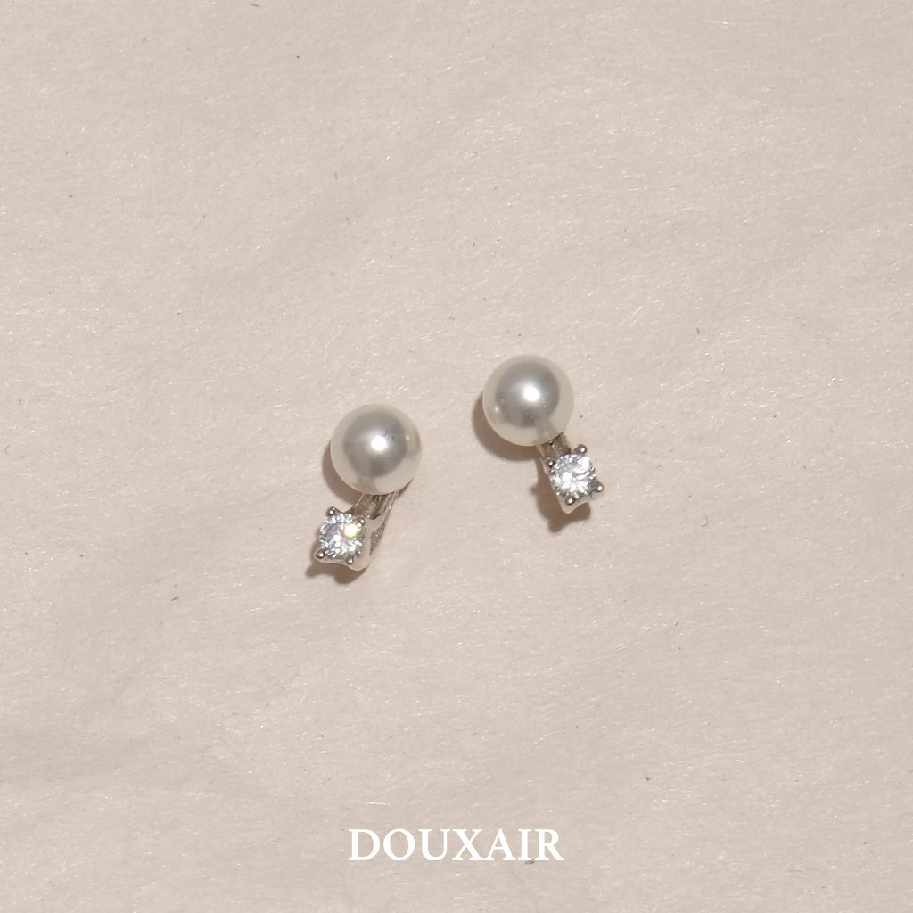 Pearl Zircon Stud Earrings,Lumivault.