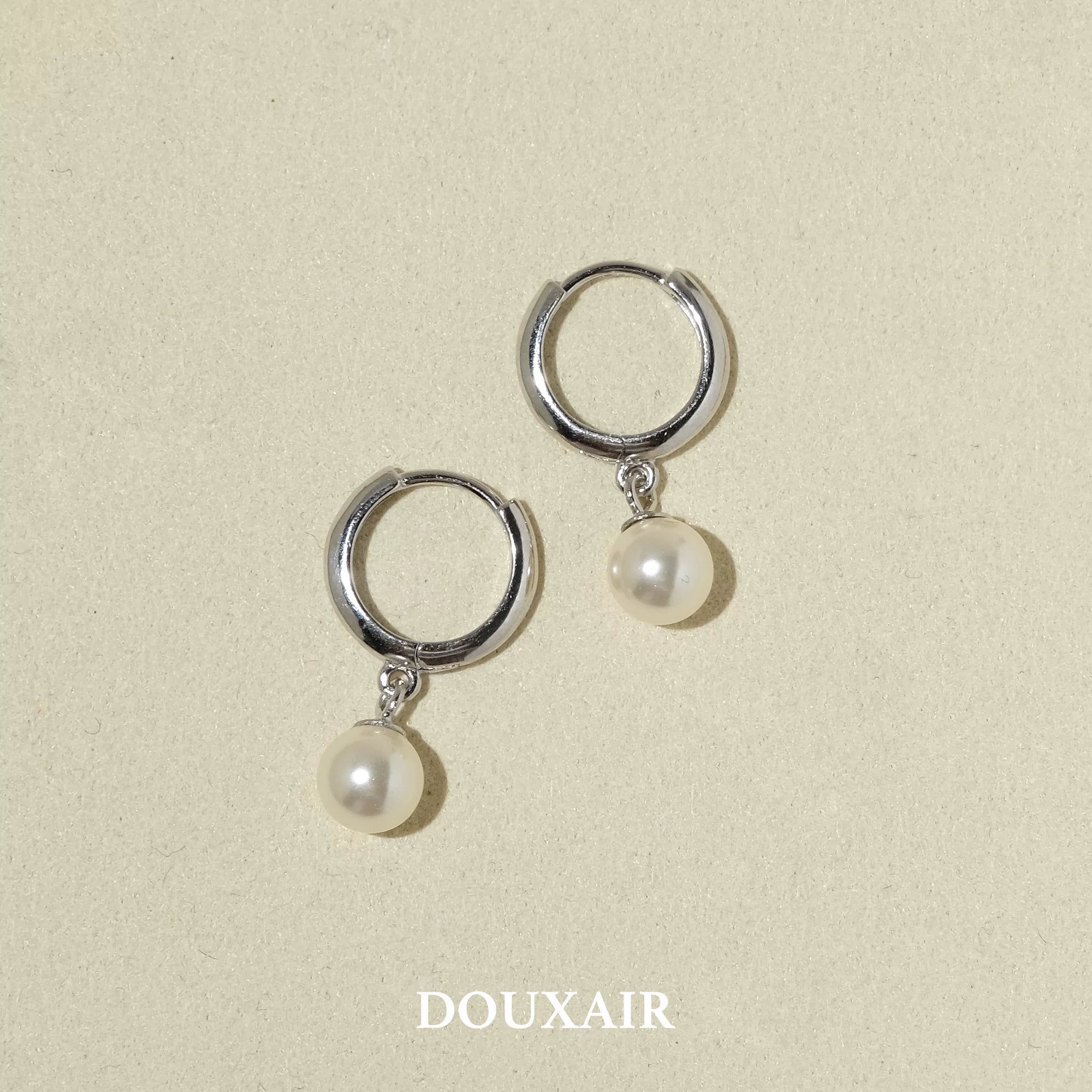 Single Pearl Silver Stud Earrings,6mm Silver Earrings,Lumivault.