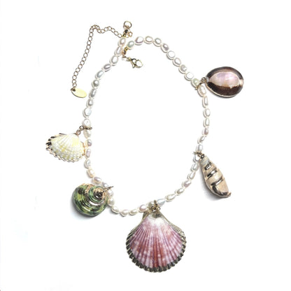 Vintage Baroque Pearl Seashell Necklace