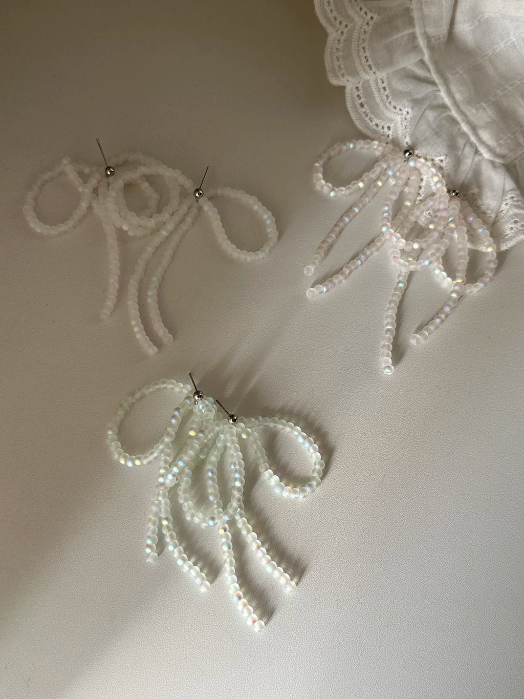 Pastel Seed Bead Bow Tassel Earrings - Lumivault