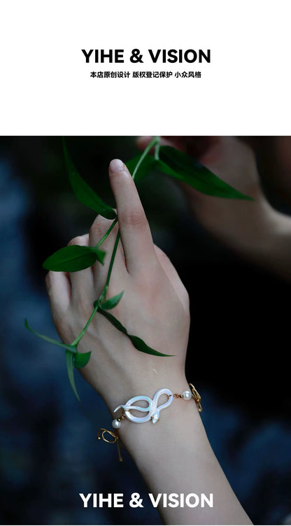 Floating Light White Snake Ceramic Bracelet