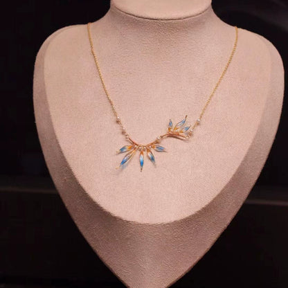 Blue Orange Sea Freshwater Pearl Necklace