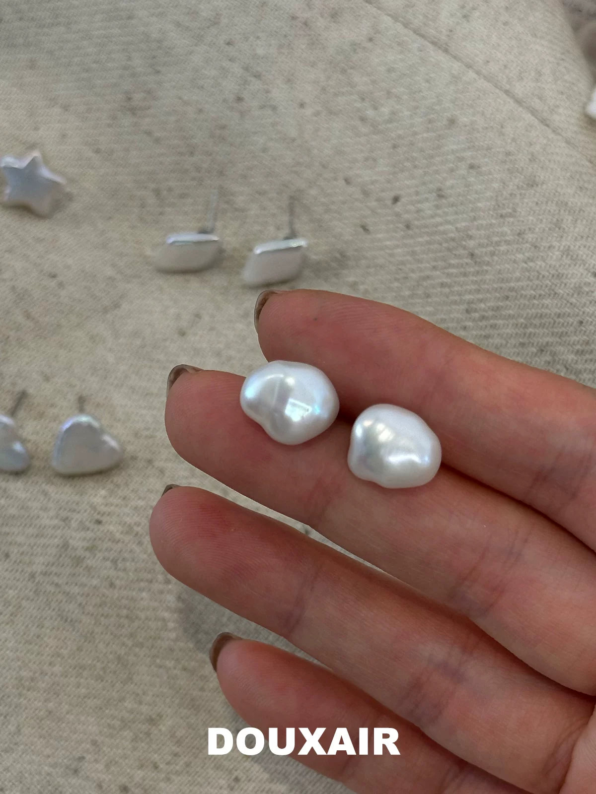 Cute Baroque Pearl Stud Earrings,Special-Shaped,Lumivault.
