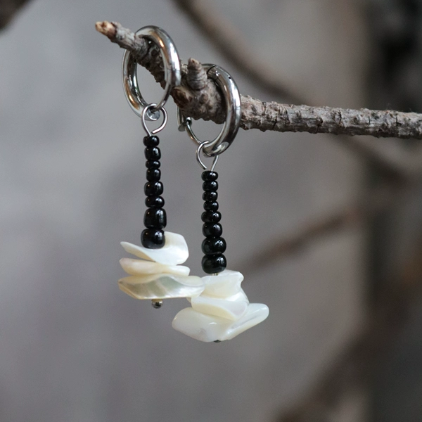 Chinoiserie Irregular Shell Drop Earrings,Lumivault.
