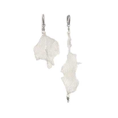 Freshwater Pearl Metal Mesh Lace Earrings