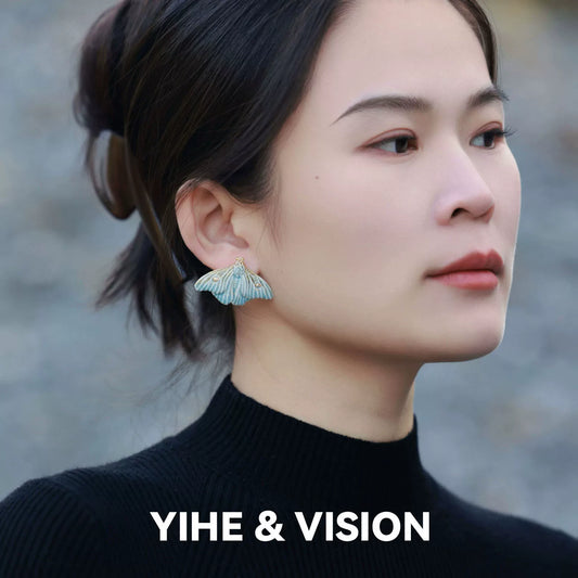 Frost Yellow and Blue Moth Earrings,Lumivault.