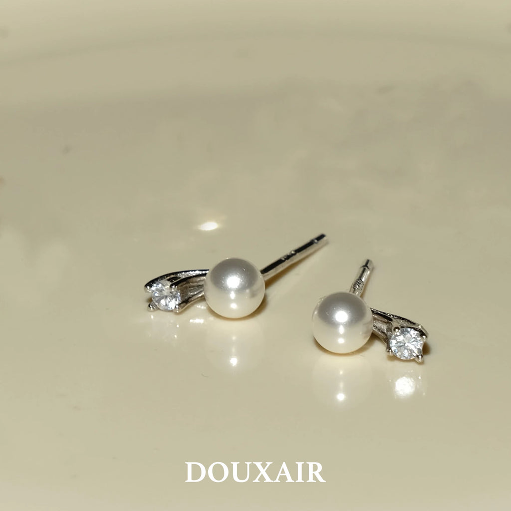 Pearl Zircon Stud Earrings,Lumivault.