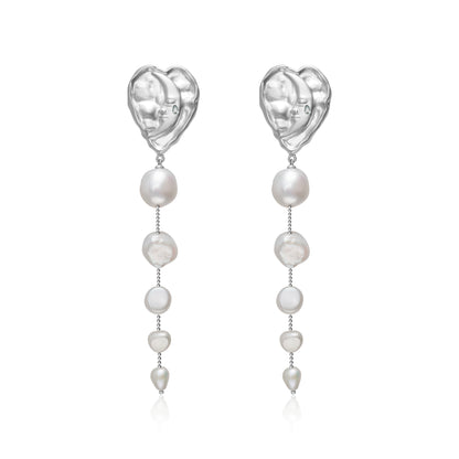 Lost in Echo Heart Pearl Earrings