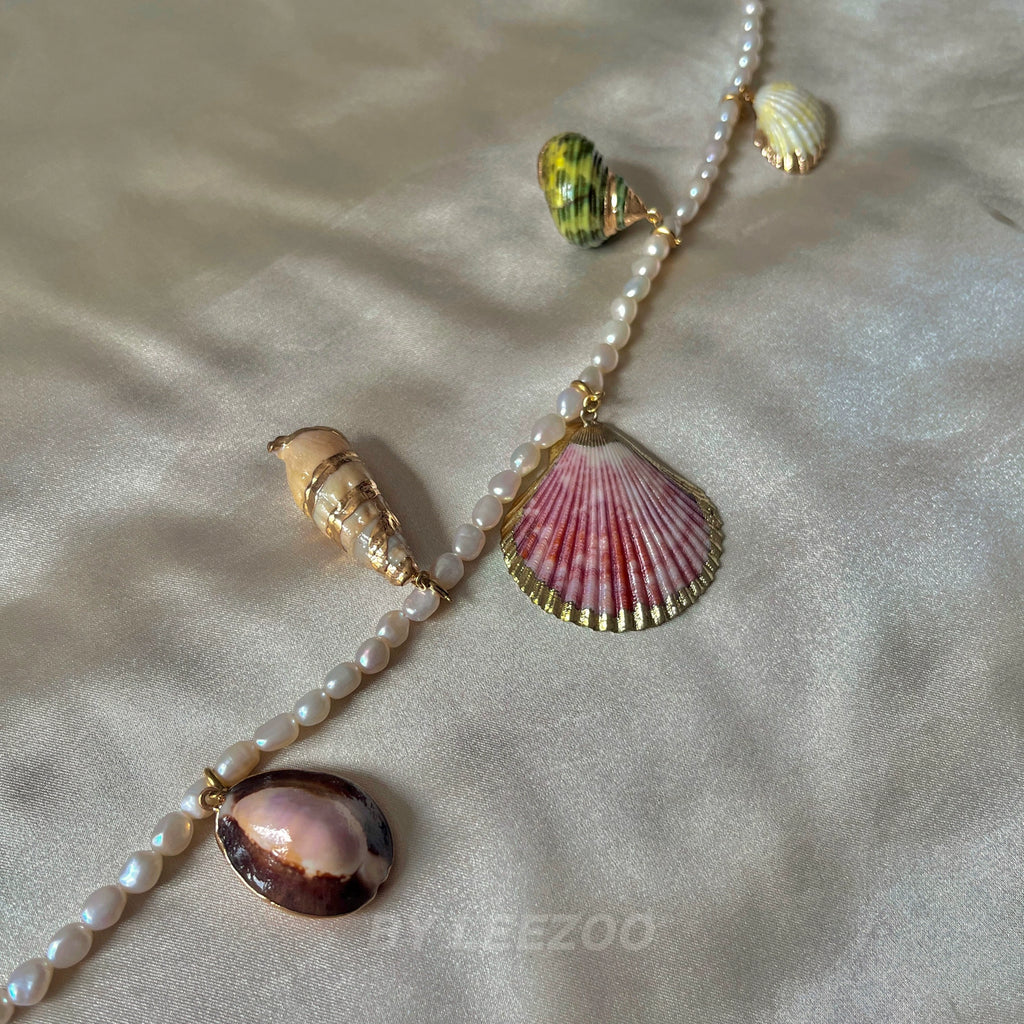 Vintage Baroque Pearl Seashell Necklace,Color set,Lumivault.