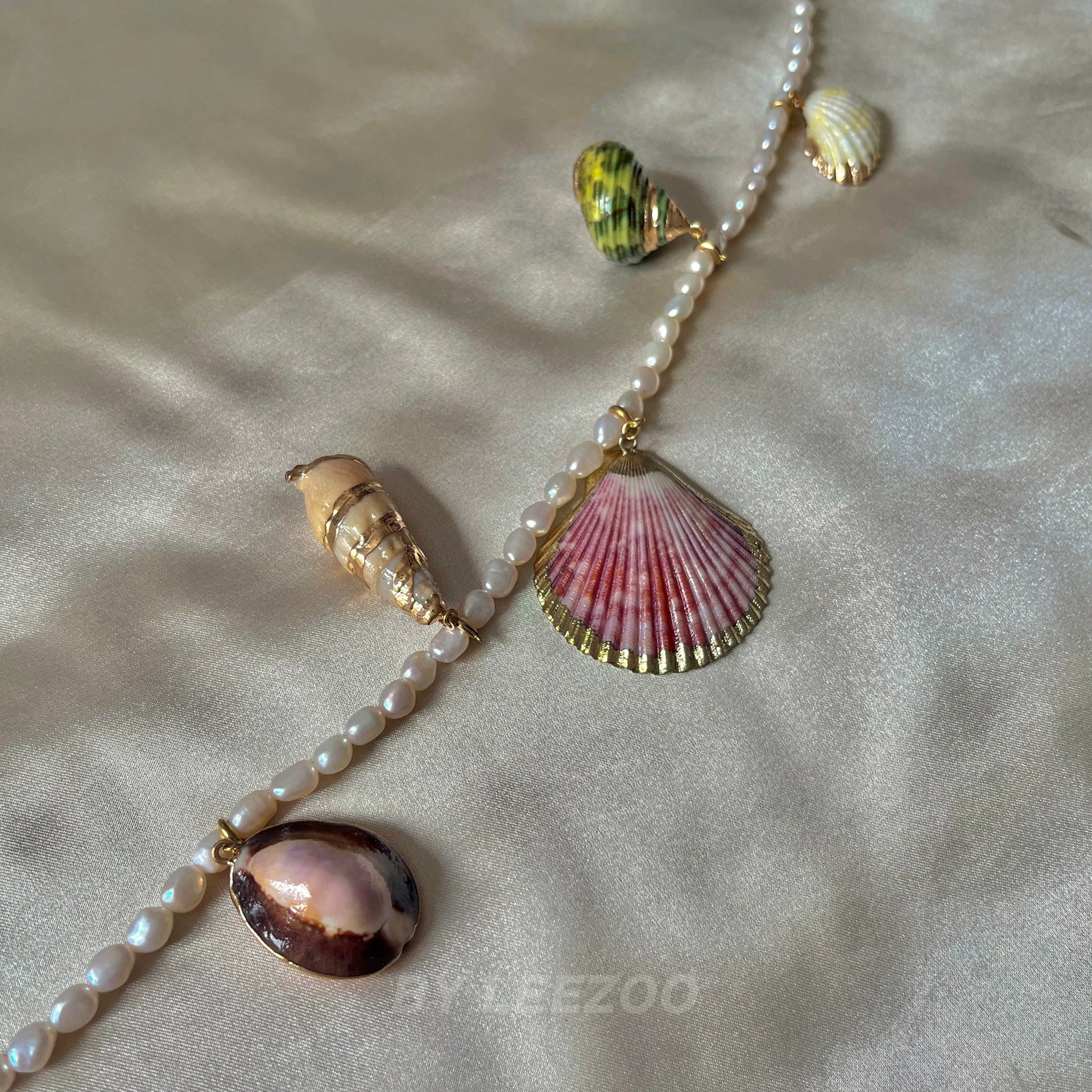 Vintage Baroque Pearl Seashell Necklace,Color set,Lumivault.
