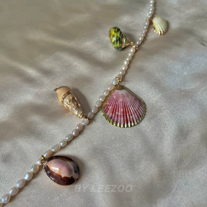 Vintage Baroque Pearl Seashell Necklace