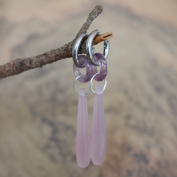 Chinoiserie Pink Jade Buckle Earrings