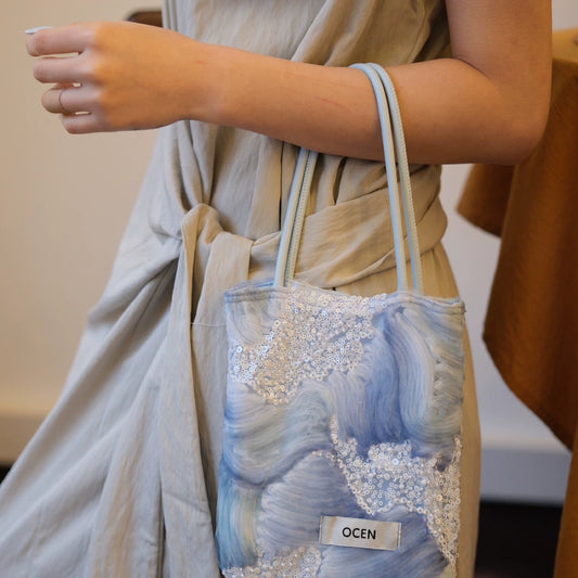 Blue Ocean Wave Beaded Clutch Bag - Lumivault