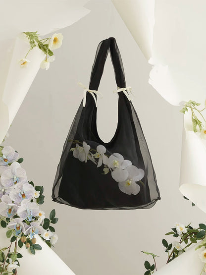 Ethereal Butterfly Orchid Organza Tote Bag - Lumivault