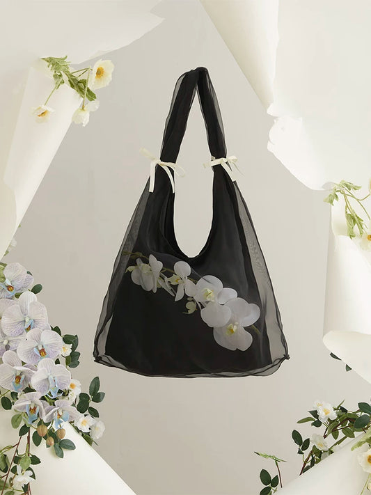 Ethereal Butterfly Orchid Organza Tote Bag - Lumivault