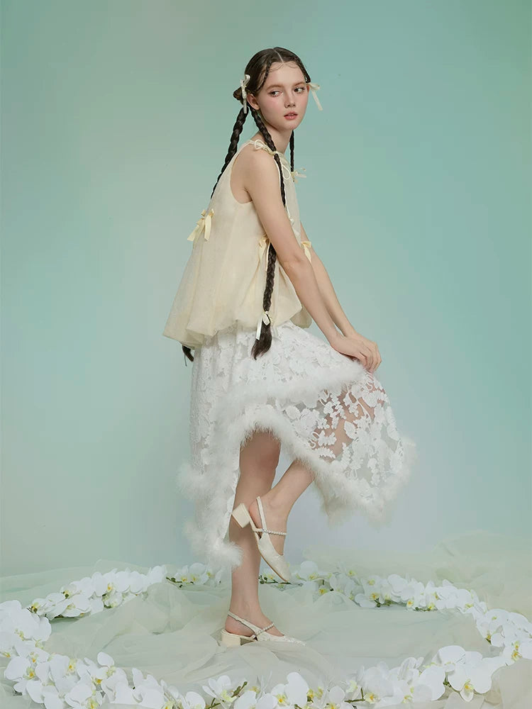 Burnout Blossom Asymmetrical Skirt