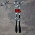 Chinoiserie Red and Black Agate Drop Earrings,Lumivault.