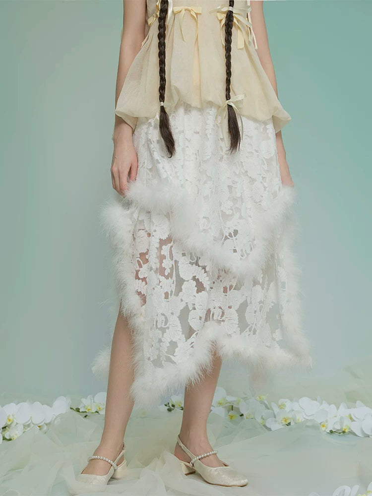 Burnout Blossom Asymmetrical Skirt