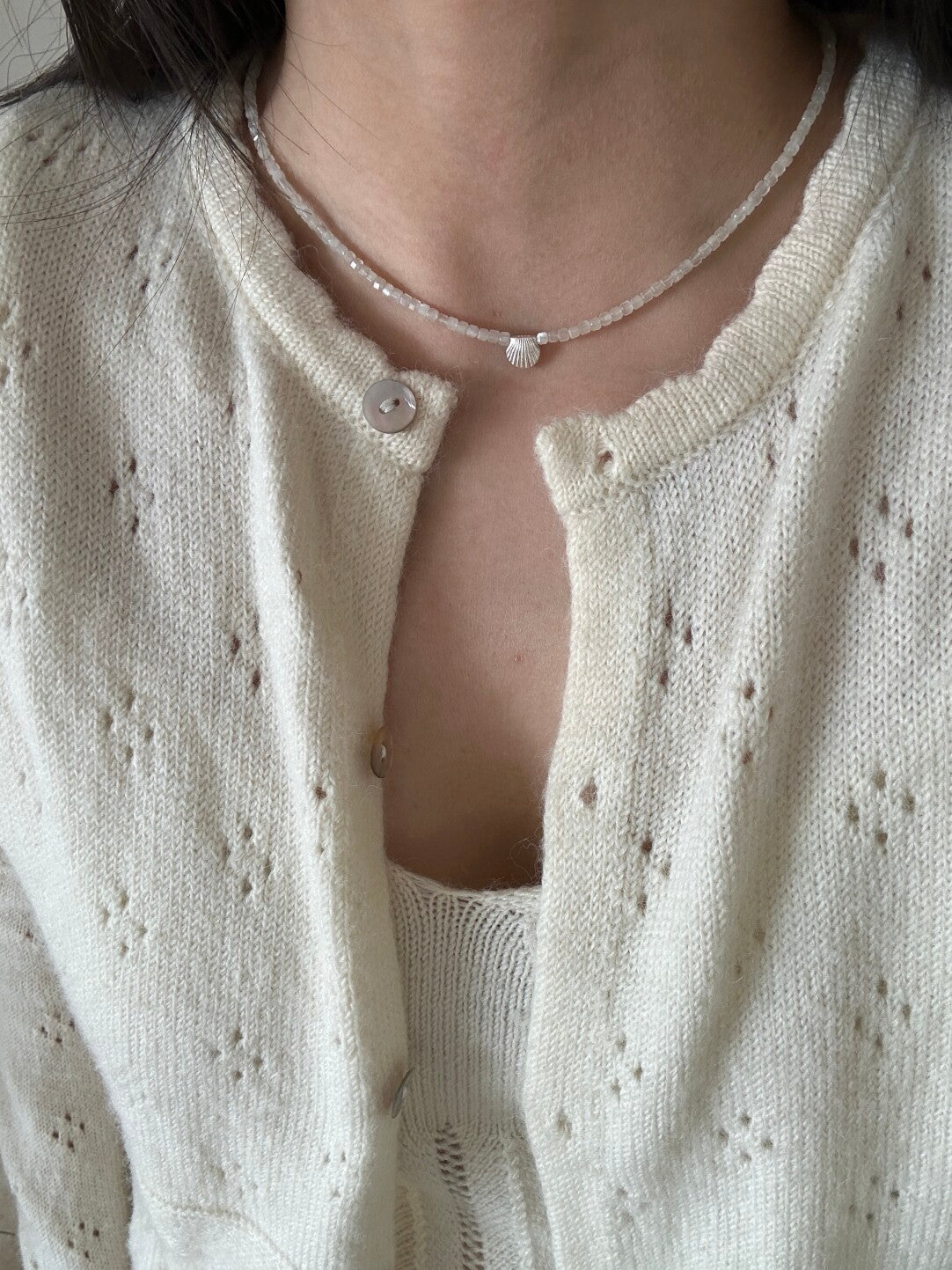 Ocean Letter Shell Natural Stone Necklace,Lumivault.