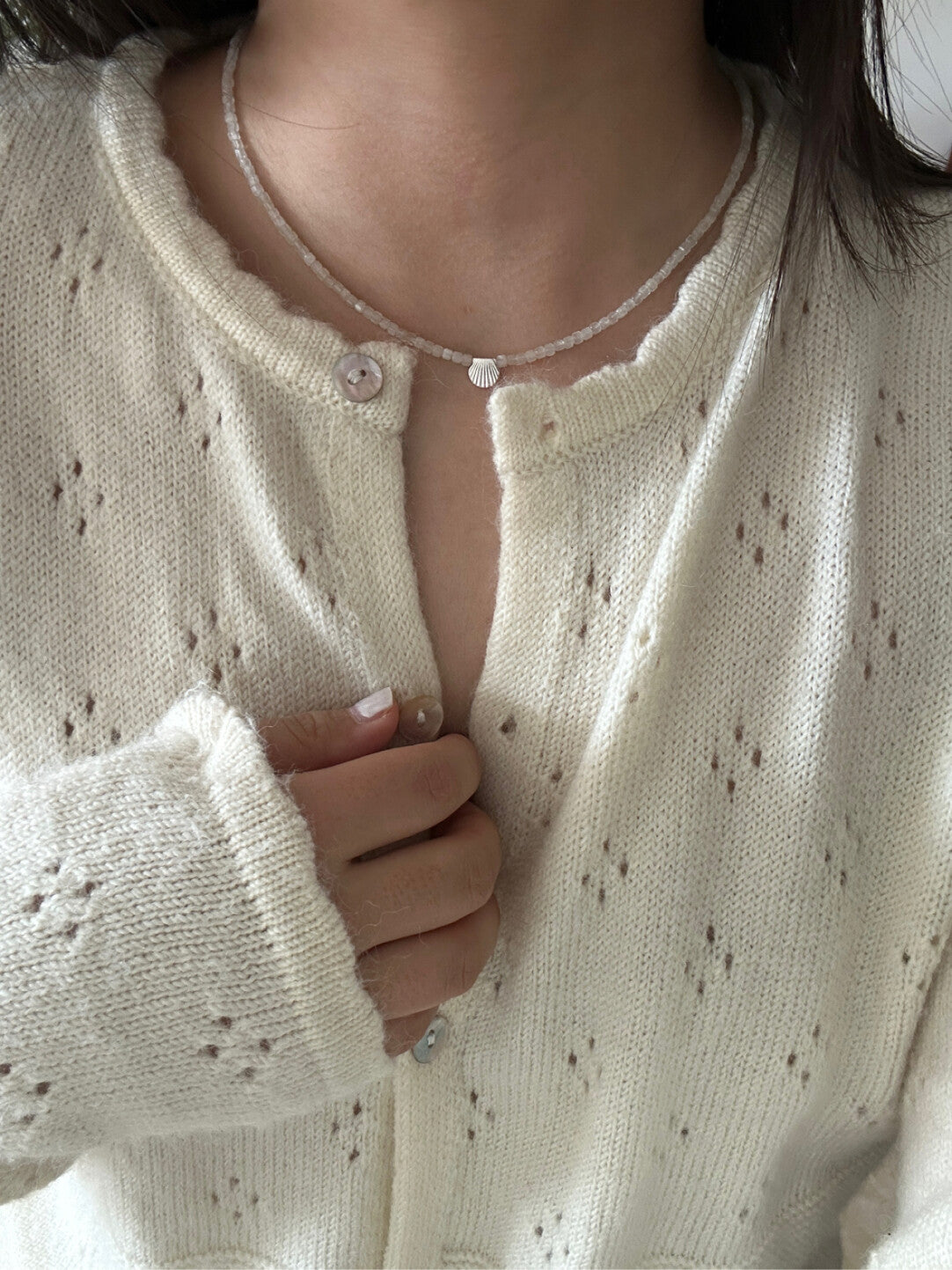 Ocean Letter Shell Natural Stone Necklace,Lumivault.
