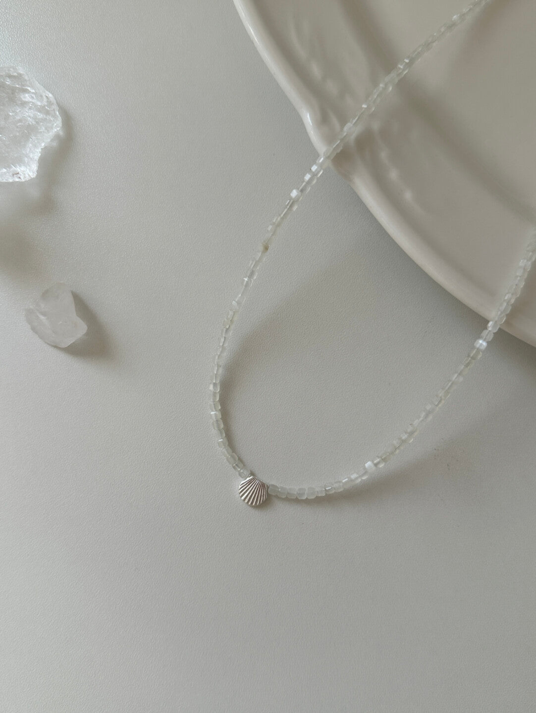 Ocean Letter Shell Natural Stone Necklace,Lumivault.