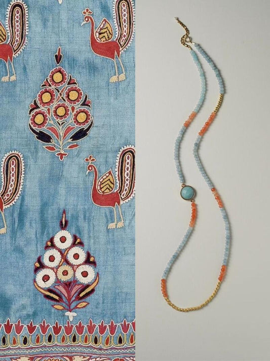 Chinoiserie Orange Sea Salt Beaded Necklace - Lumivault